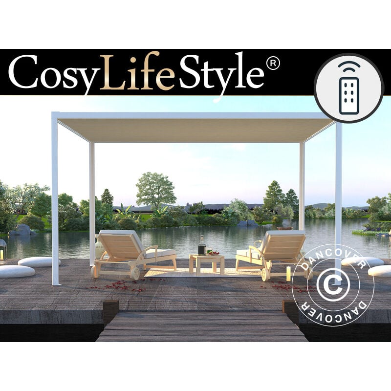 foto del prodotto dancover gazebo pergola san fernando, 4x3m, bianco beige