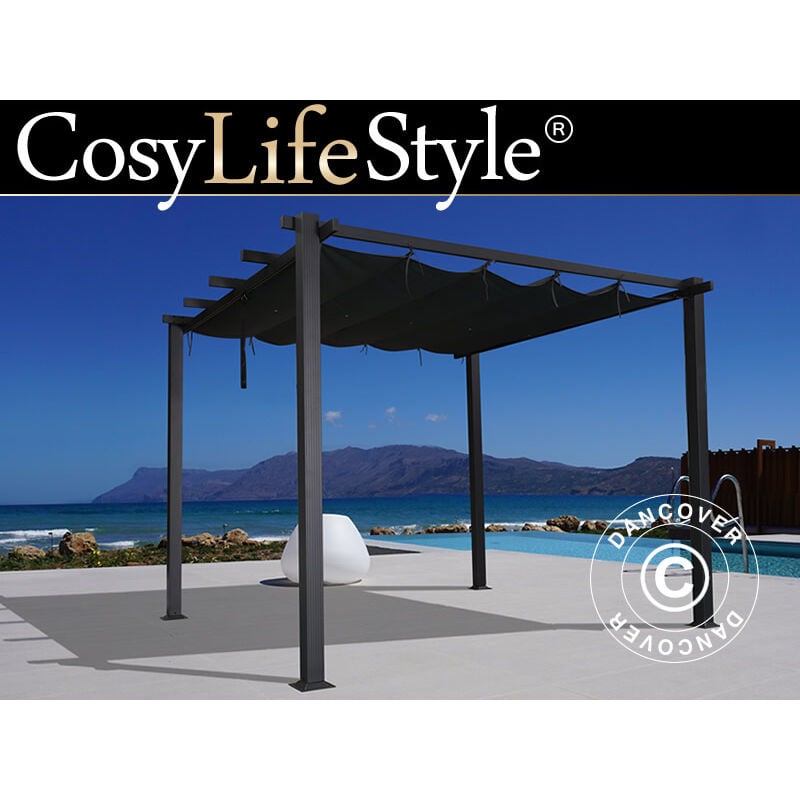 foto del prodotto dancover gazebo pergola santa cruz, 3x4m, grigio scuro