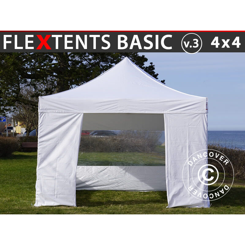 foto del prodotto dancover gazebo pieghevole gazebo rapido flextents basic v.3, 4x4m bianco,