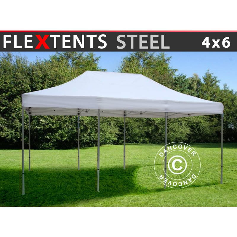 foto del prodotto dancover gazebo pieghevole gazebo rapido flextents steel 4x6m bianco