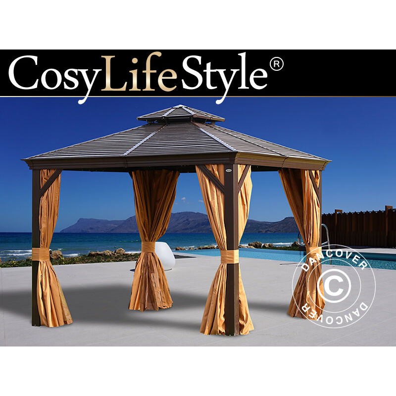 foto del prodotto dancover gazebo san bruno con tende e zanzariera, 3x3m, marrone