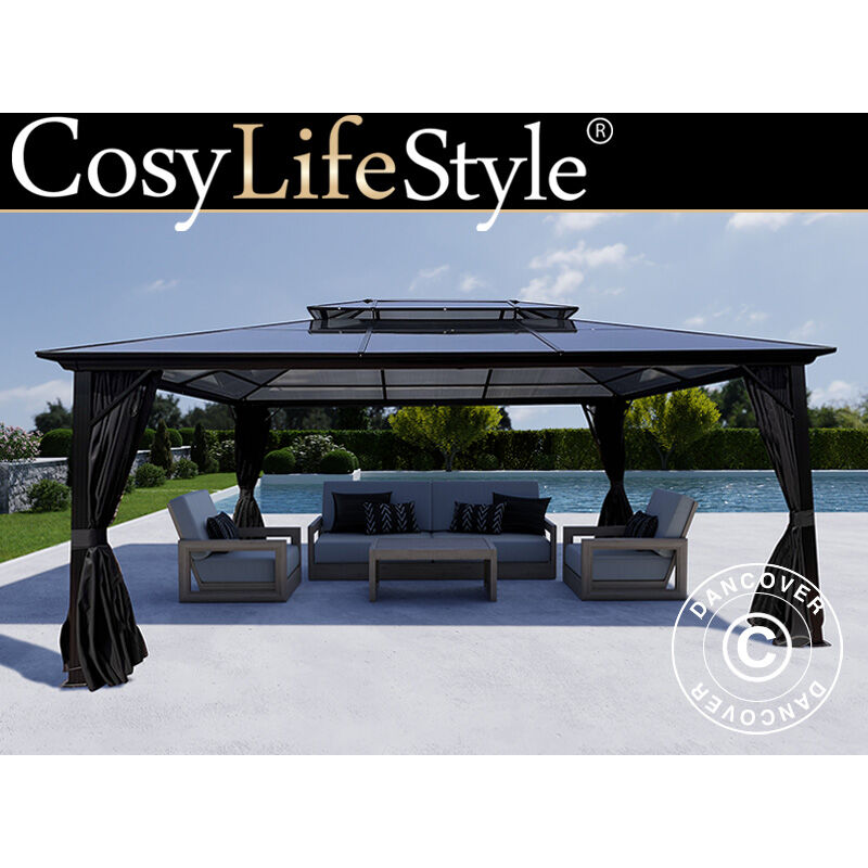 foto del prodotto dancover gazebo santa ana con tende e zanzariera, 3,65x4,85m, nero
