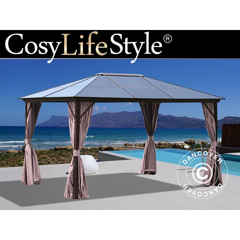 foto del prodotto dancover gazebo santa barbara con tende e zanzariera, 3x4m, marrone