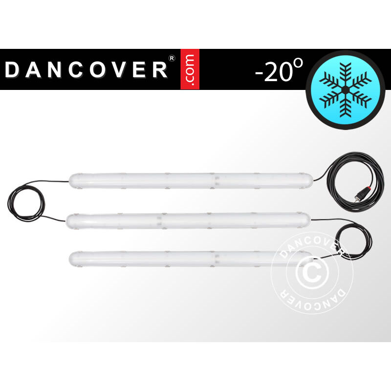 foto del prodotto dancover lampada tubolare a led industriale con 3 dispositivi collegati,