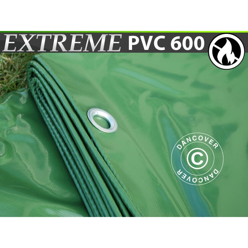 foto del prodotto dancover telo telone occhiellato 6x8m, pvc 600g m , verde, ignifugo