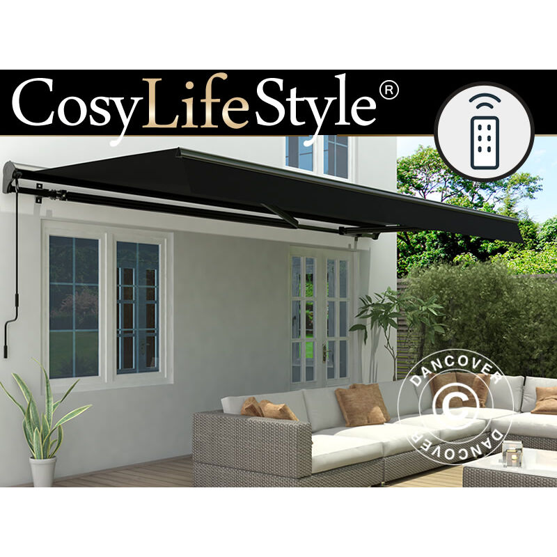 foto del prodotto dancover tenda da sole con telecomando, 3,95x2,5m, nero telaio nero