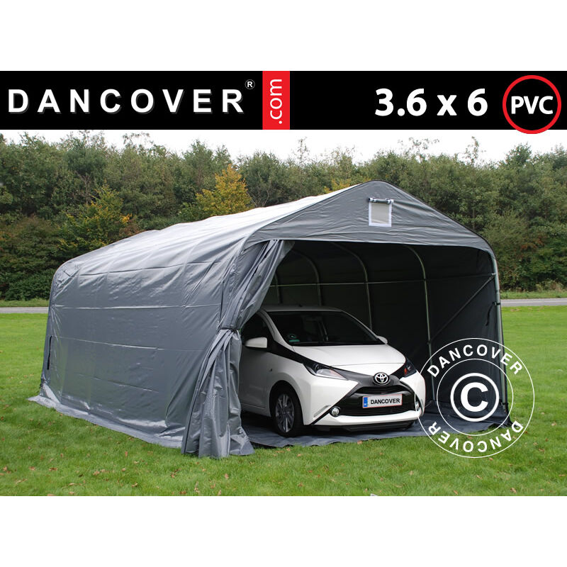 foto del prodotto dancover tenda garage pro 3,6x6x2,7m pvc con copertura del terreno, grigio