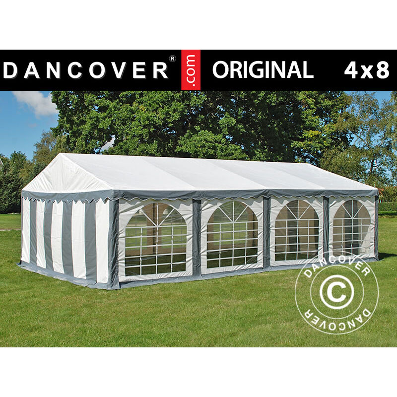 foto del prodotto dancover tendone gazebo per feste original 4x8m pvc, grigio bianco