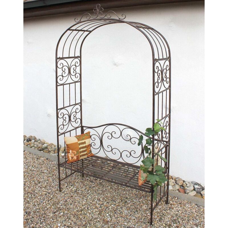 foto del prodotto dandibo arco di rose con panchina stabile in metallo largo 120 cm 120852 panchina a traliccio pergola a traliccio