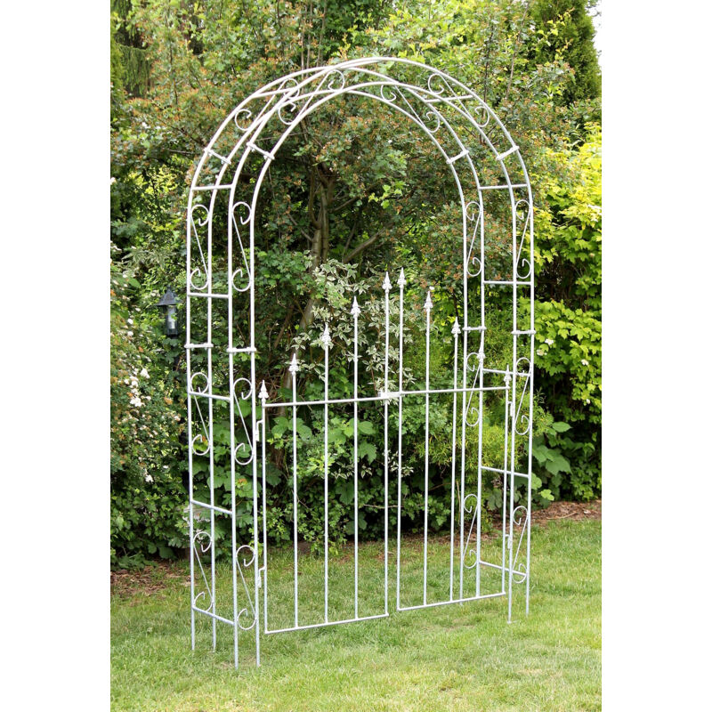 foto del prodotto dandibo arco di rose con porta zincato larghezza 140 cm arco a tutto sesto zincato a caldo resistente alle intemperie solido supporto per