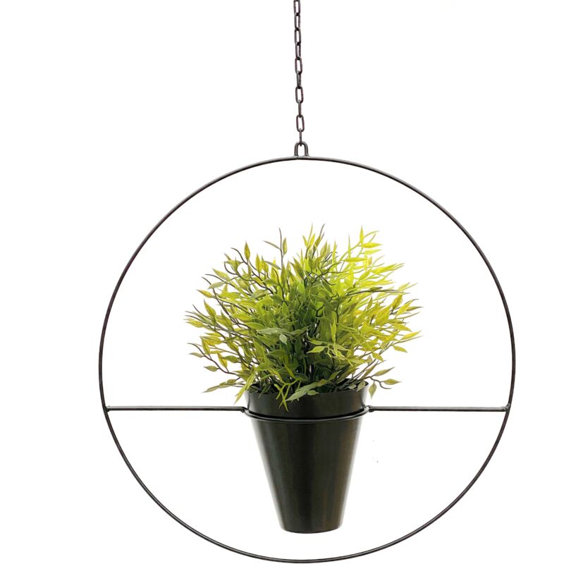 foto del prodotto dandibo cesto pensile da interno in metallo da parete nero opaco piante appese 40 cm kw446 con vaso pianta appendi fiore appendi vaso appendi