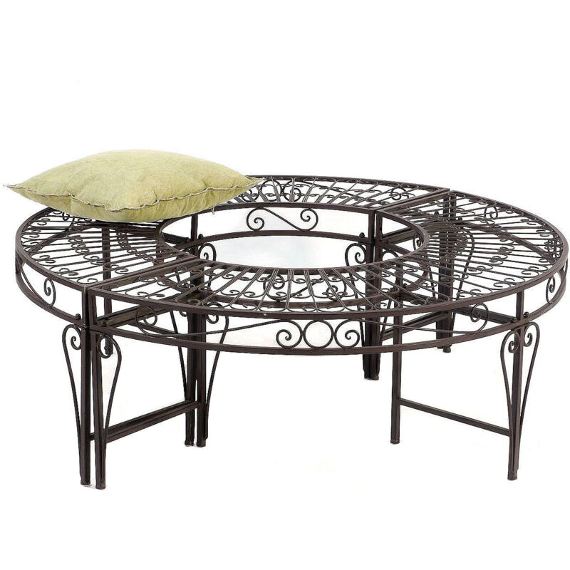 foto del prodotto dandibo panca rotonda in metallo resistente alle intemperie marrone 135 cm panca per albero 96188 panca da giardino panca da parco panca seduta