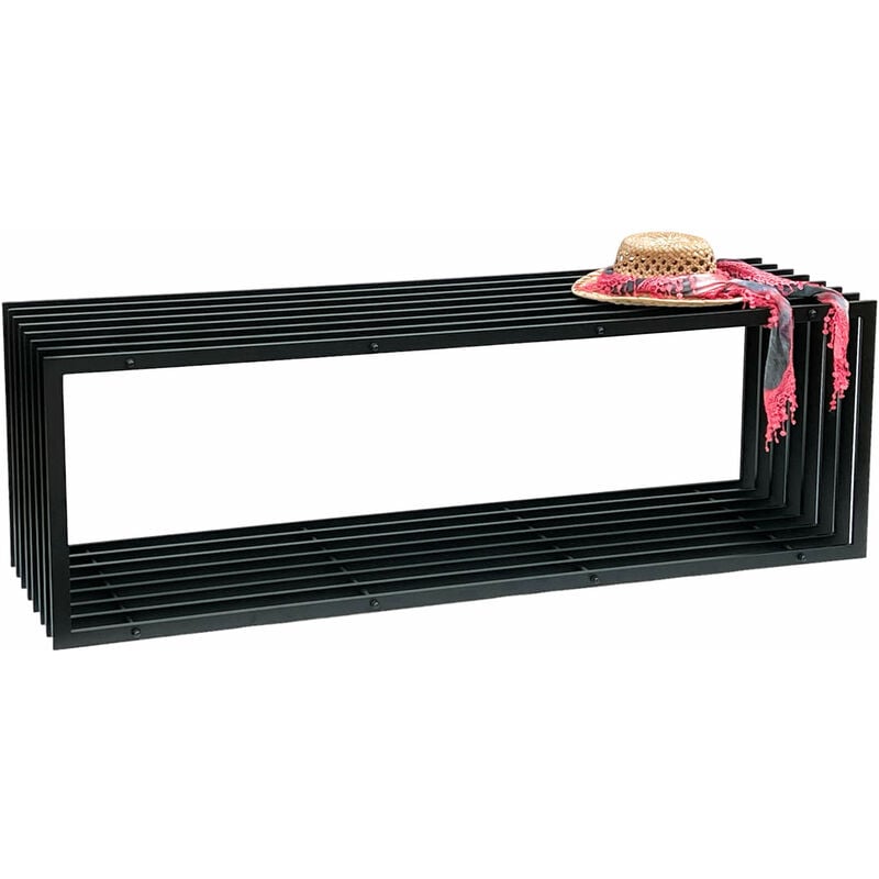 foto del prodotto dandibo panchina da giardino in metallo nero resistente alle intemperie solido 150 cm panchina moderna 96430 panchina da parco in ferro a doghe