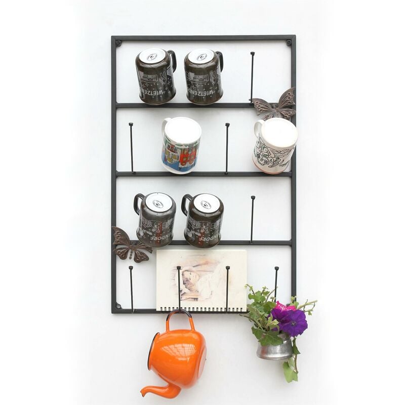 foto del prodotto dandibo portabicchieri da parete in metallo nero 60 cm 93850 gancio per tazze cucina vintage antico portabicchieri portabicchieri montaggio a parete