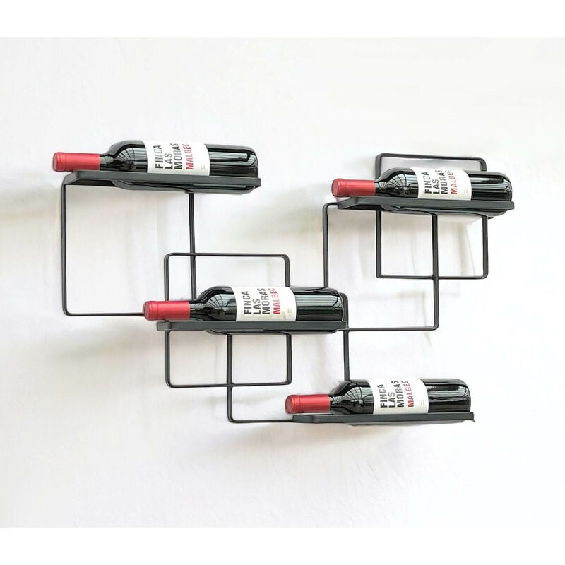 foto del prodotto dandibo portabottiglie da parete in metallo nero linea vino portabottiglie portabottiglie per 4 bottiglie design moderno stretto