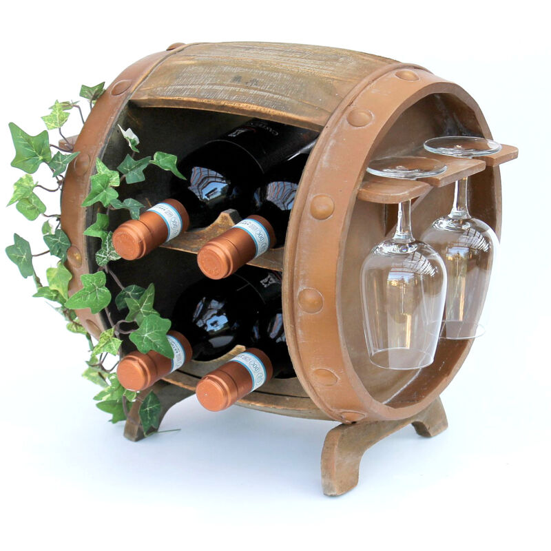 immagine 0 del prodotto dandibo portabottiglie in legno marrone 33 cm 2110 portabottiglie da bar portabottiglie piccolo barile in legno con portabicchieri