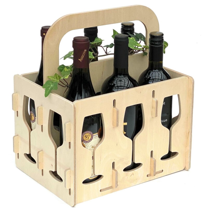 foto del prodotto dandibo portabottiglie in legno portabottiglie 6 bottiglie 96142 borsa portabottiglie cesto portabottiglie vino