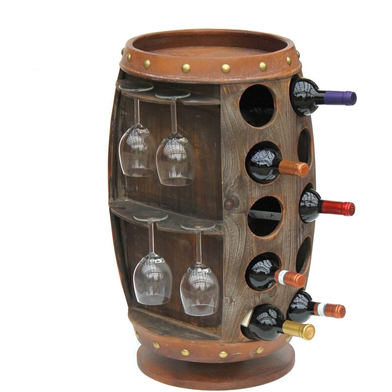 foto del prodotto dandibo portabottiglie legno marrone 360 rotante botte di vino 71 cm 9205 r bar portabottiglie botte di vino botte di legno armadio per vino