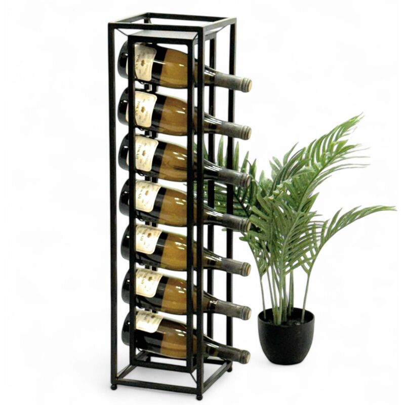 foto del prodotto dandibo portabottiglie metallo nero in piedi diamante 80 cm 96621 scaffale per bottiglie portavino supporto per bottiglie stretto moderno
