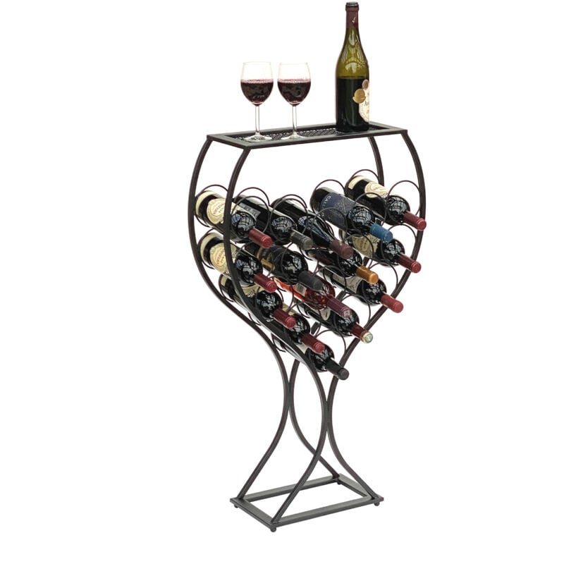 foto del prodotto dandibo portabottiglie vino vetro design metallo nero in piedi 100 cm 96211 per 15 bottiglie ferro battuto