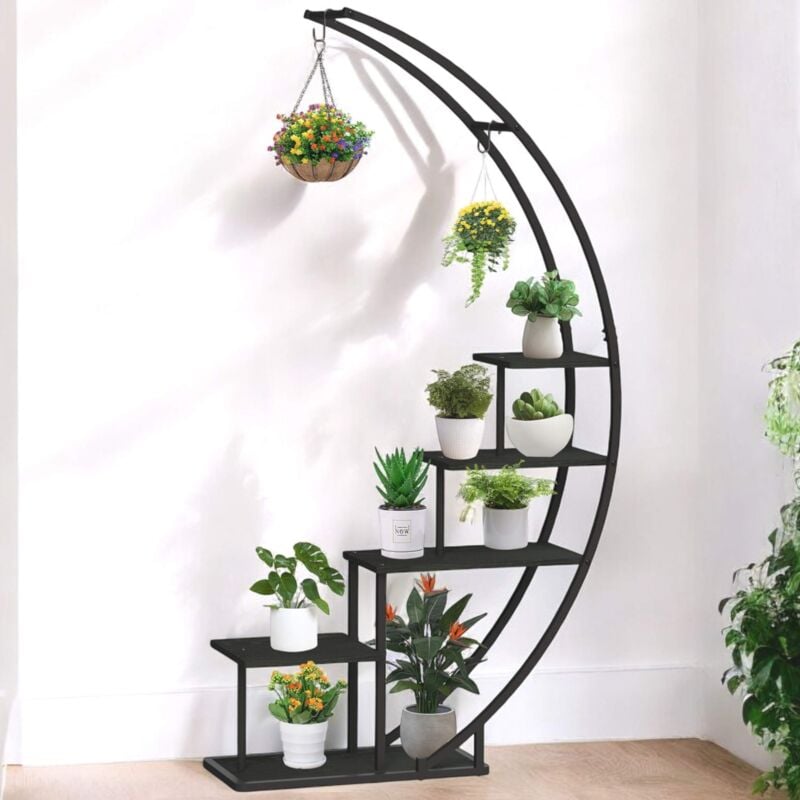 foto del prodotto dandibo portafiori interno alto metallo nero semicircolare 170 cm 96585 scala per piante grande supporto piante rotondo design moderno