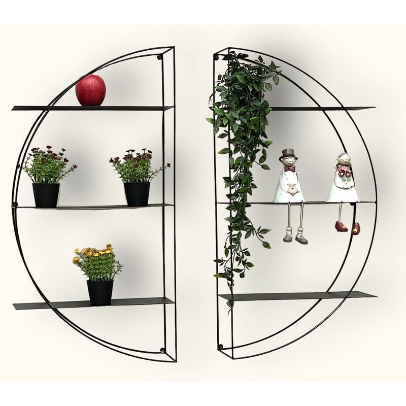 foto del prodotto dandibo scaffale da parete in metallo nero rotondo 96460 montaggio a parete 80 cm supporto da parete moderno scaffale decorazione da parete