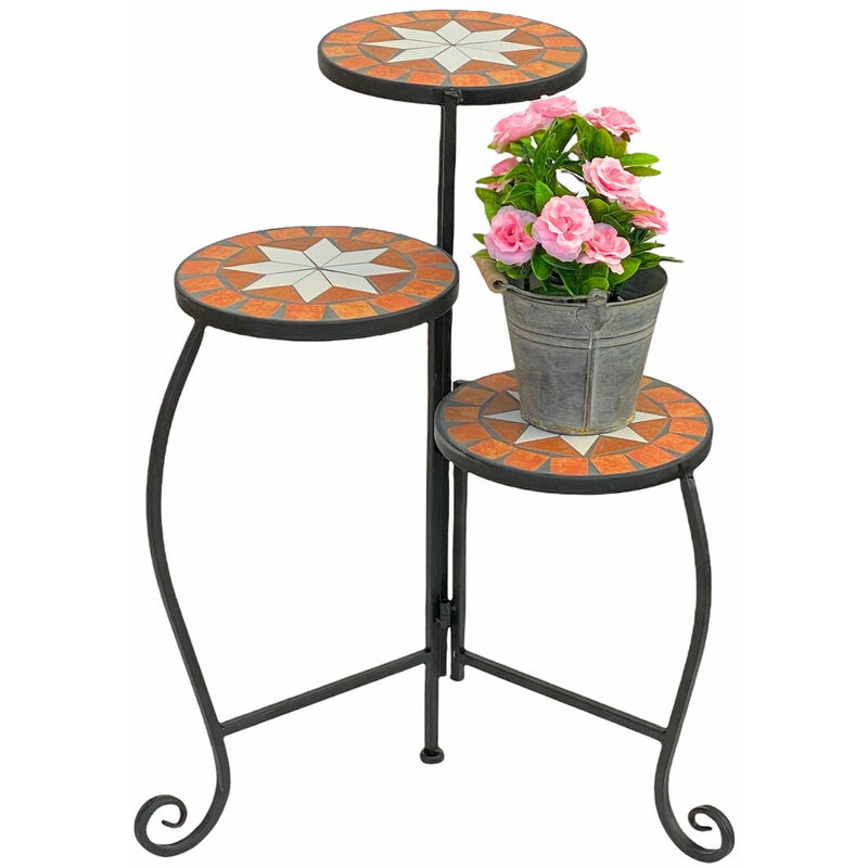 foto del prodotto dandibo scala fiori mosaico rotonda 55 cm scaffale fiori 12020 tavolino porta piante tavolo mosaico panca fiori