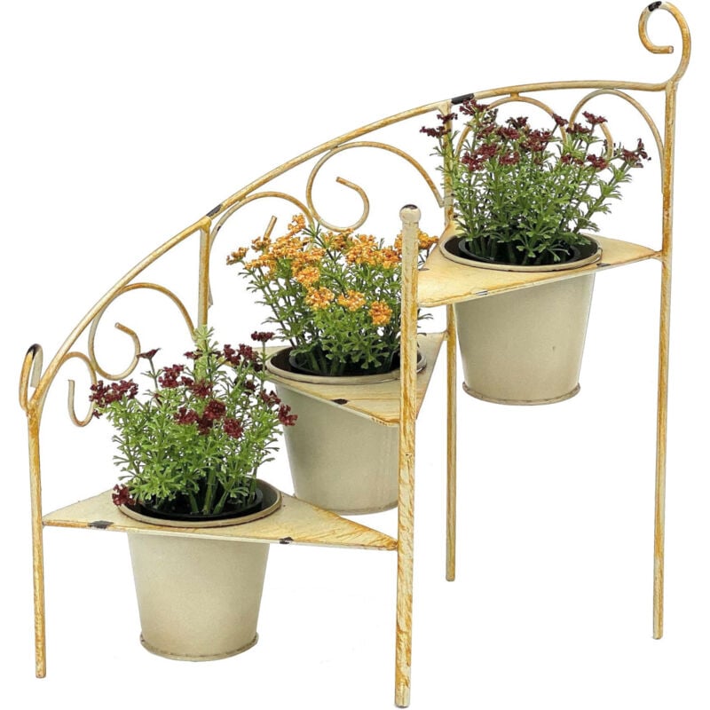 foto del prodotto dandibo scala per fiori metallo 38 cm portafiori con 3 vasi 96098 portafiori giallo portafiori shabby chic portapiante a colonna portafiori scala