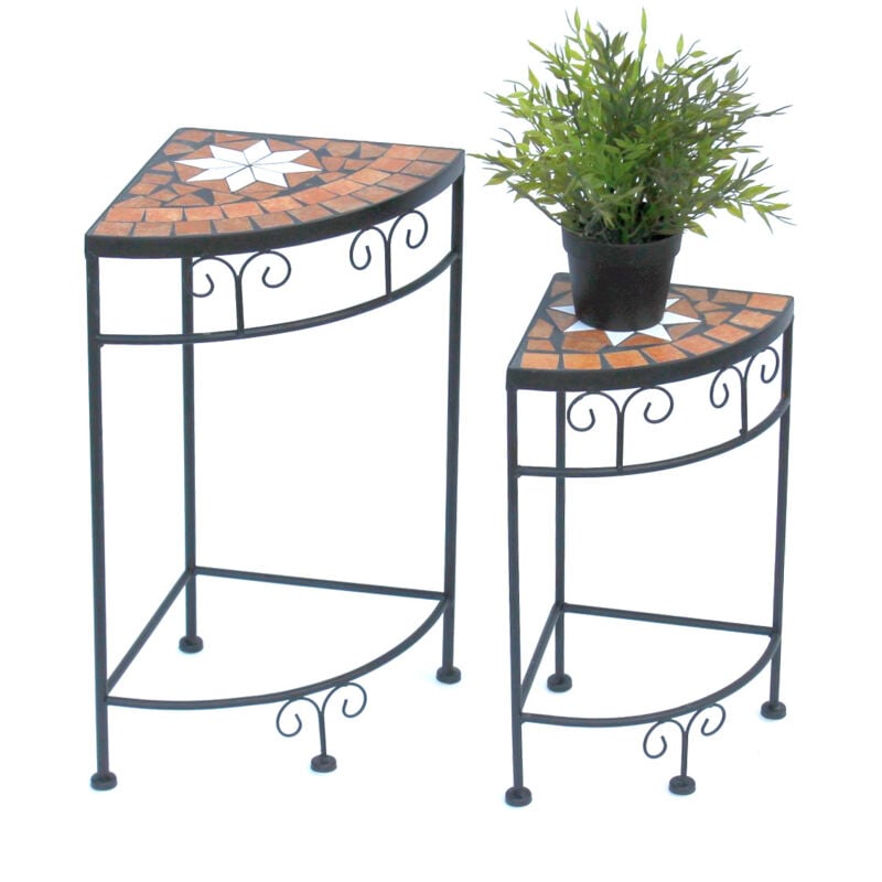 foto del prodotto dandibo sgabello a fiori mosaico angolare set di 2 42 e 52 cm portafiori 12013 tavolino portapiante portaoggetti mosaico tavolo angolare
