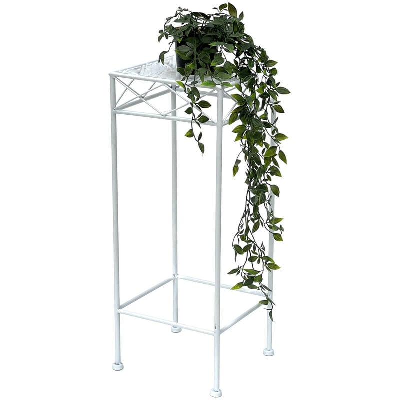 foto del prodotto dandibo sgabello per fiori bianco metallo angolare 60 cm portafiori 96314 m tavolino colonna per fiori portapiante moderno sgabello per piante