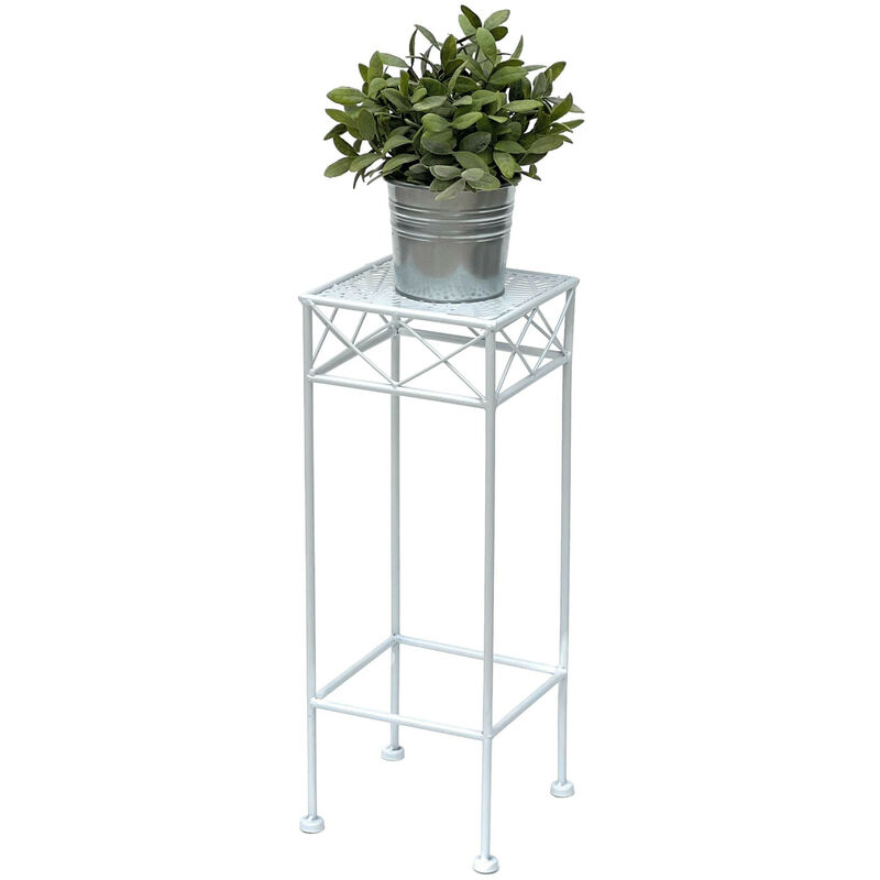 foto del prodotto dandibo sgabello per fiori bianco metallo quadrato 50 cm supporto per fiori 96314 s tavolino colonna per fiori supporto per piante moderno sgabello