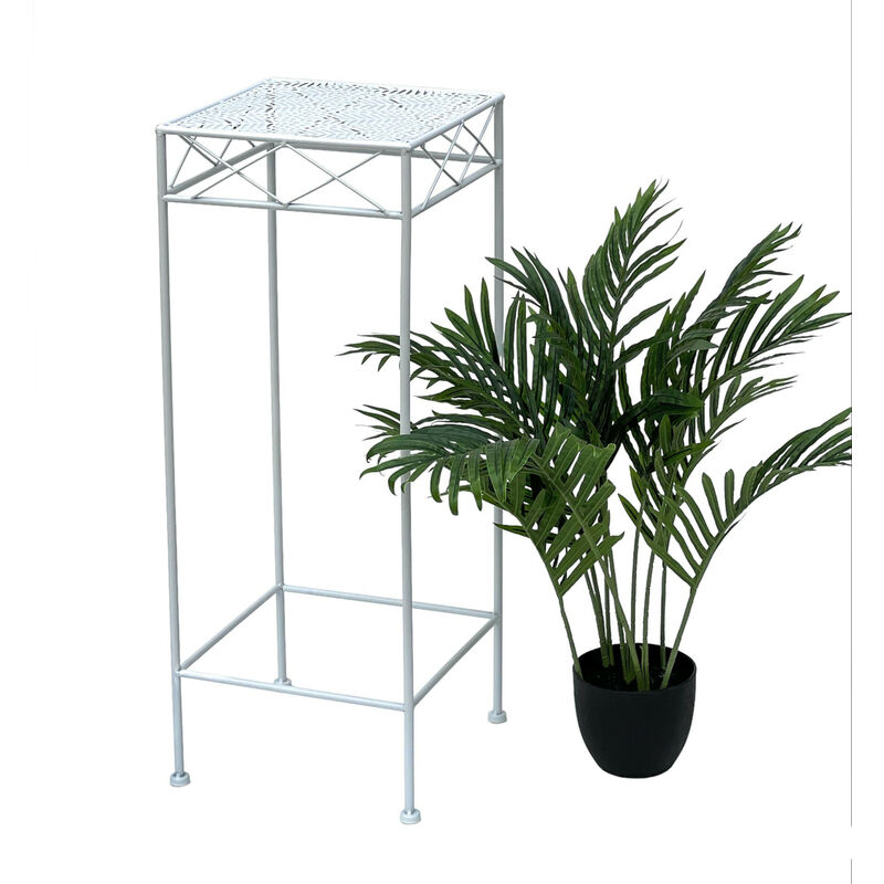 foto del prodotto dandibo sgabello per fiori bianco metallo quadrato 70 cm portafiori 96314 l tavolino colonna per fiori portapiante moderno sgabello per piante