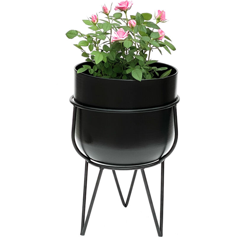 foto del prodotto dandibo sgabello per fiori con vaso in metallo nero 42,5 cm portafiori 96151 colonna per fiori portapiante moderno sgabello per piante
