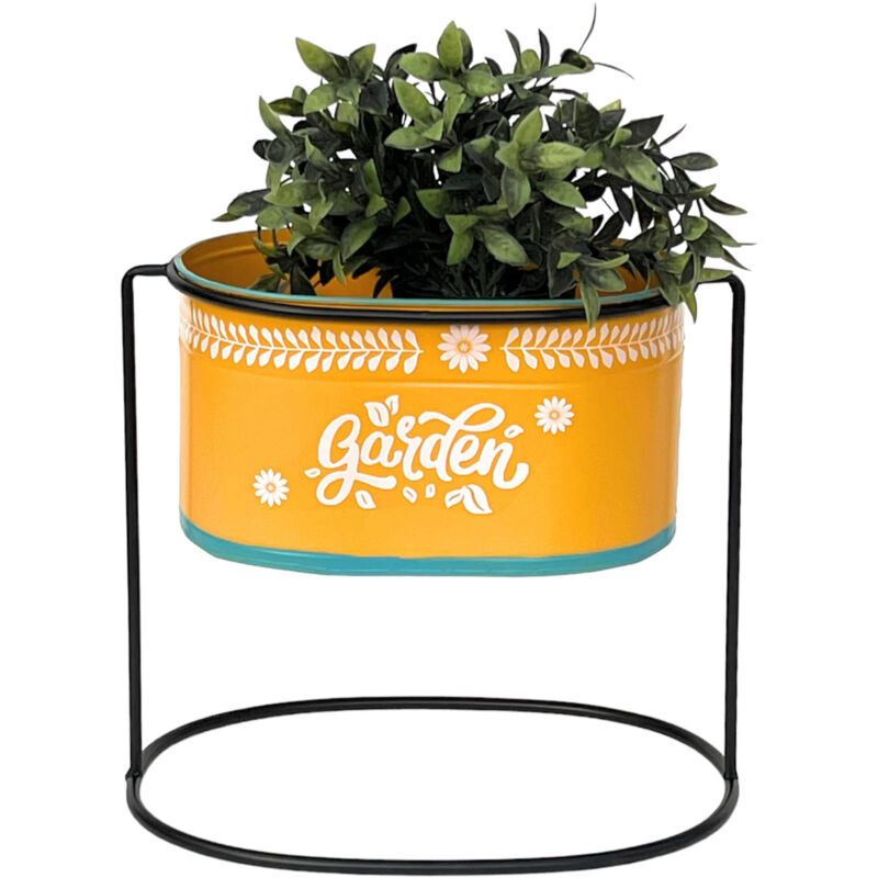 foto del prodotto dandibo sgabello per fiori con vaso in piedi in metallo arancione ovale 30 cm portafiori 96526 l colonna per fiori fioriera moderna portafiori