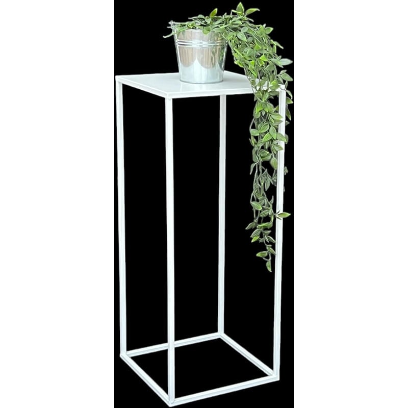 foto del prodotto dandibo sgabello per fiori in metallo bianco quadrato 70 cm tavolino per fiori 96482 l colonna per fiori sgabello moderno per piante