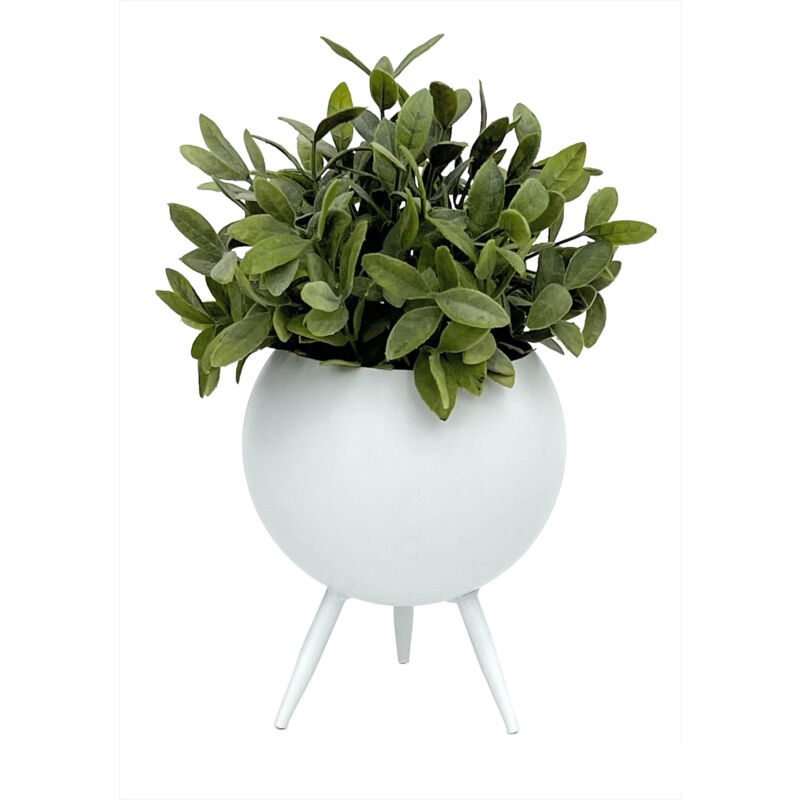 foto del prodotto dandibo sgabello per fiori in metallo con vaso bianco 19 cm portafiori 96259 s colonna per fiori portapiante moderno sgabello per piante