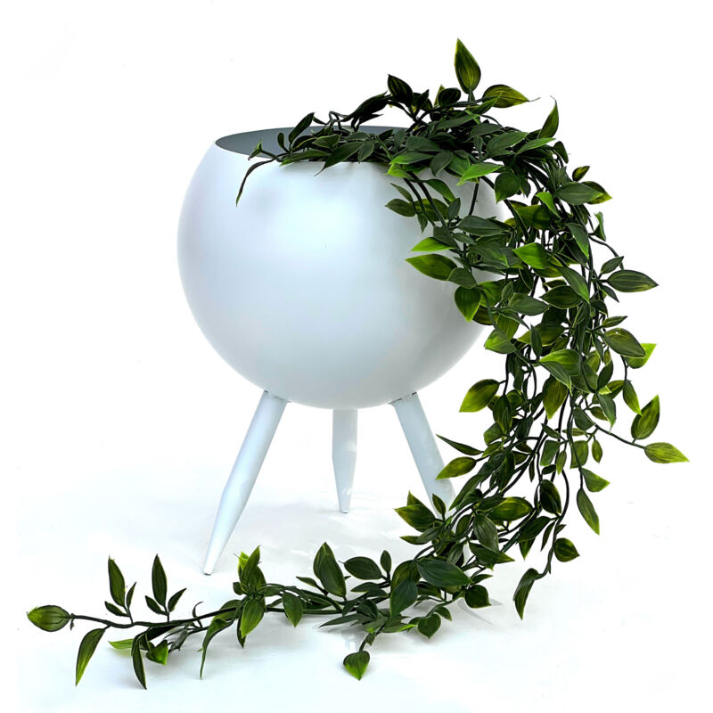 foto del prodotto dandibo sgabello per fiori in metallo con vaso bianco 27 cm portafiori 96259 l colonna per fiori portapiante moderno sgabello per piante