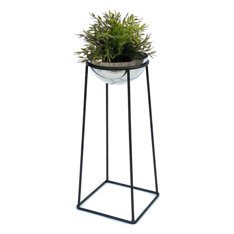 foto del prodotto dandibo sgabello per fiori in metallo con vaso nero argento 56 cm supporto per fiori 96078 m colonna per fiori supporto per piante moderno sgabello