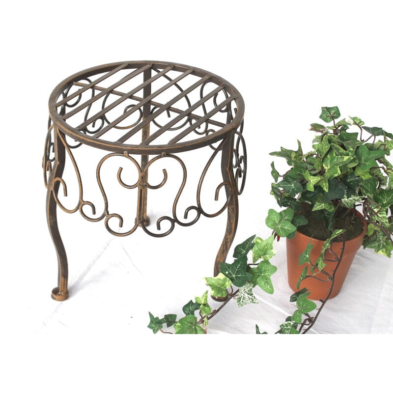 foto del prodotto dandibo sgabello per fiori in metallo marrone rotondo 25 cm portafiori 140129 s tavolino portapiante piccolo