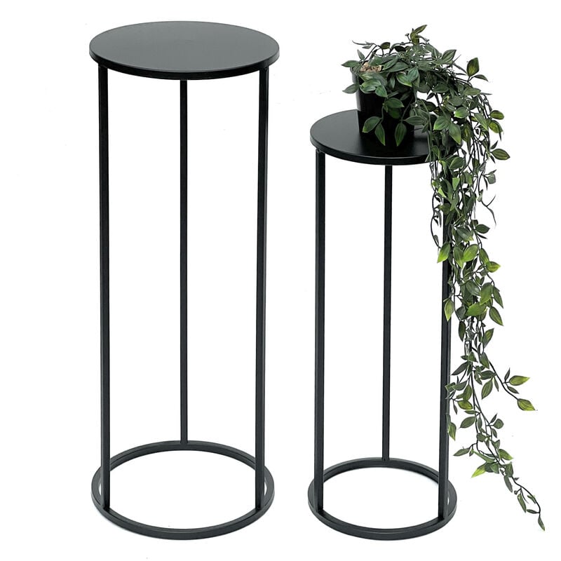 foto del prodotto dandibo sgabello per fiori in metallo nero tavolino rotondo per fiori 96316 set di 2 colonna per fiori sgabello moderno per piante