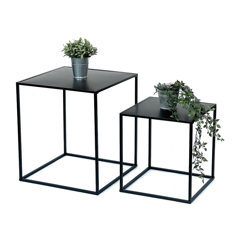 foto del prodotto dandibo tavolino da caff in metallo nero set di 2 tavolini da salotto 96252 tavolino da salotto 52 cm e 42 cm tavolino da divano tavolo da cucina
