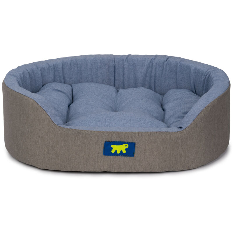 foto del prodotto dandy colours cuccia cane e gatto da interno, in cotone con cuscino removibile dandy. variante 55 misure 55 x 41 x h 15 cm azzurro ferplast