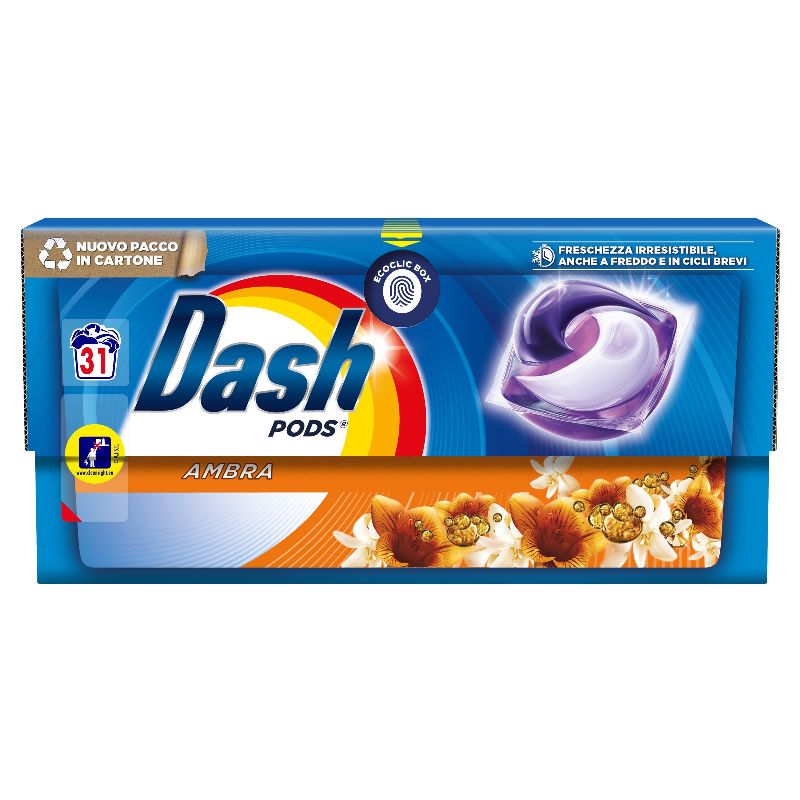foto del prodotto dash - power pods ambra - detersivo per bucato 31 pods