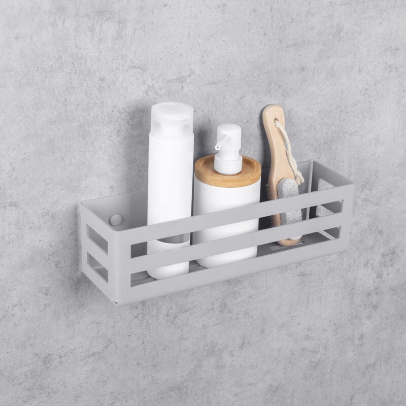 foto del prodotto daske scaffali da bagno, montaggio adesivo, grigio, country 32.6 cm 