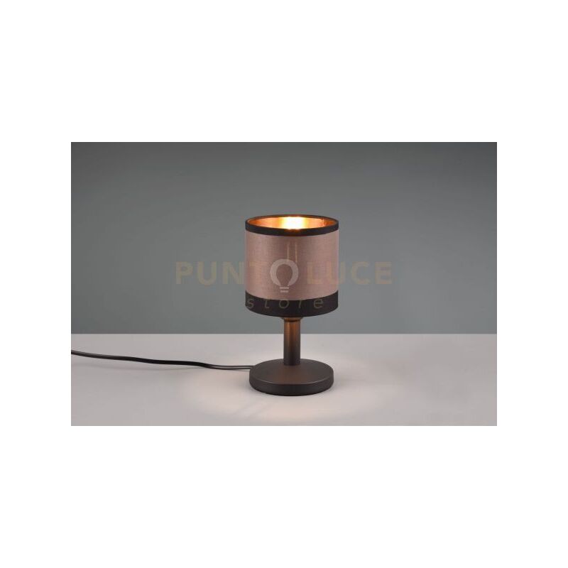 foto del prodotto davos lampada da tavolo metallo nero paralume tortora e oro h. 22cm 1 luce attacco e14