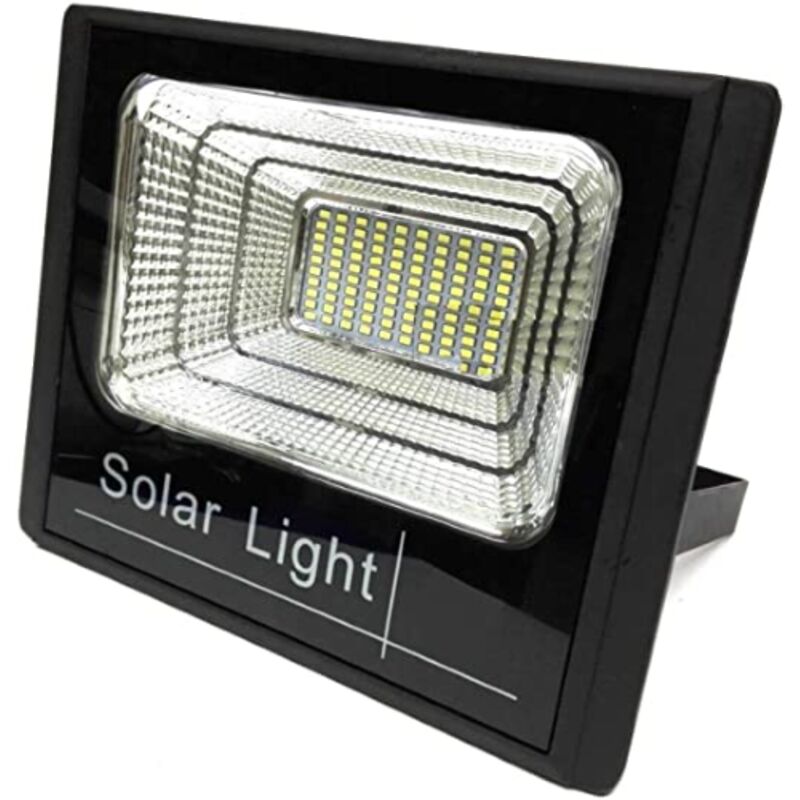 foto del prodotto dawei faretto faro a led con pannello solare 50w crepuscolare con telecomando cavo da 5 mt staffe e viti per montaggio