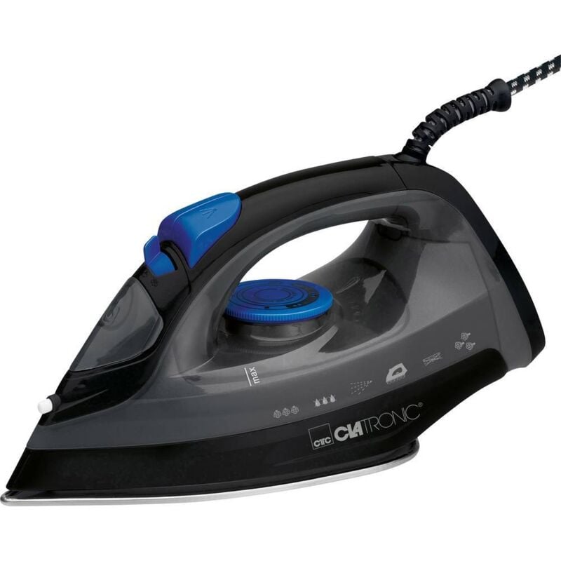 foto del prodotto db 3703 piastra in acciaio inox, verticale, soffiante a vapore, autopulente, antigoccia, 7 funzioni 1800w, 1800 w, nero/blu - clatronic
