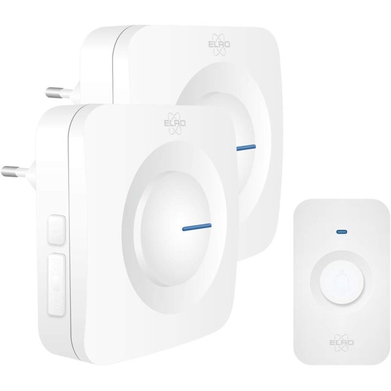 foto del prodotto db3000 set campanello senza fili 2x plug in ricevitore plug in senza batteria bianco elro