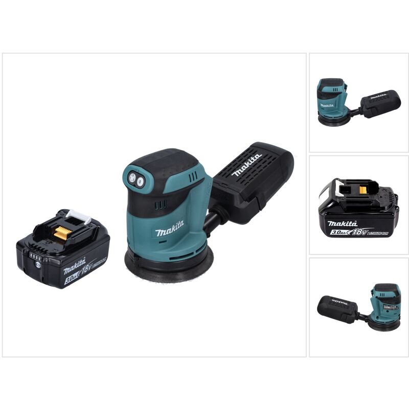 foto del prodotto dbo 180 f1 levigatrice eccentrica a batteria 18 v 125 mm 1x batteria 3,0 ah senza caricabatterie makita