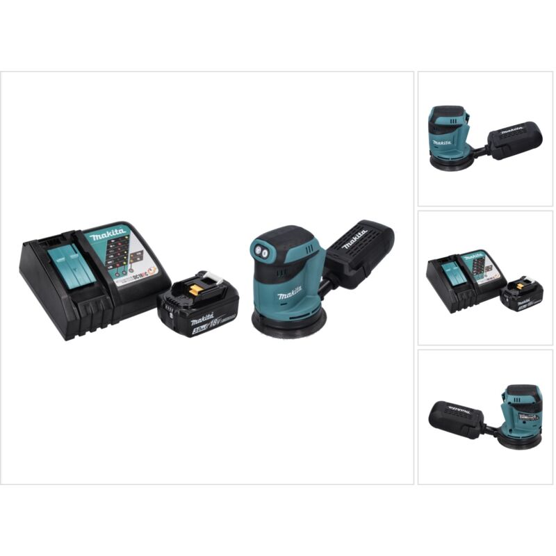 foto del prodotto dbo 180 rf1 levigatrice eccentrica a batteria 18 v 125 mm 1x batteria 3,0 ah caricatore makita